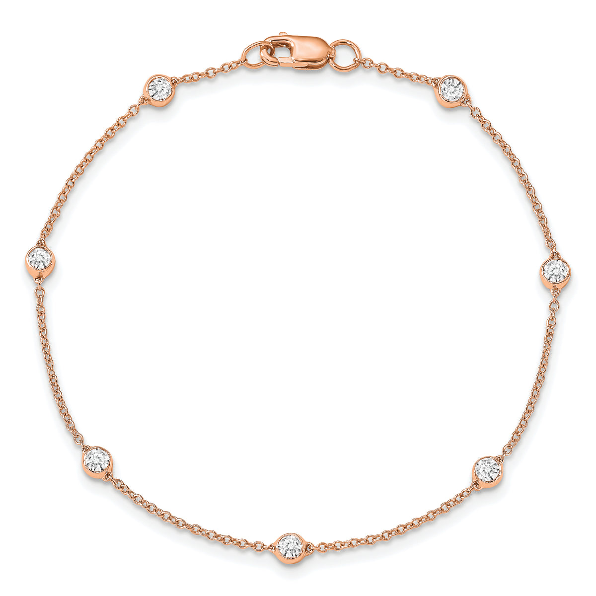 True Origin 1/2 carat Lab Grown Diamond VS+ F+ 9 Station 9 in Anklet - 14k Rose Gold