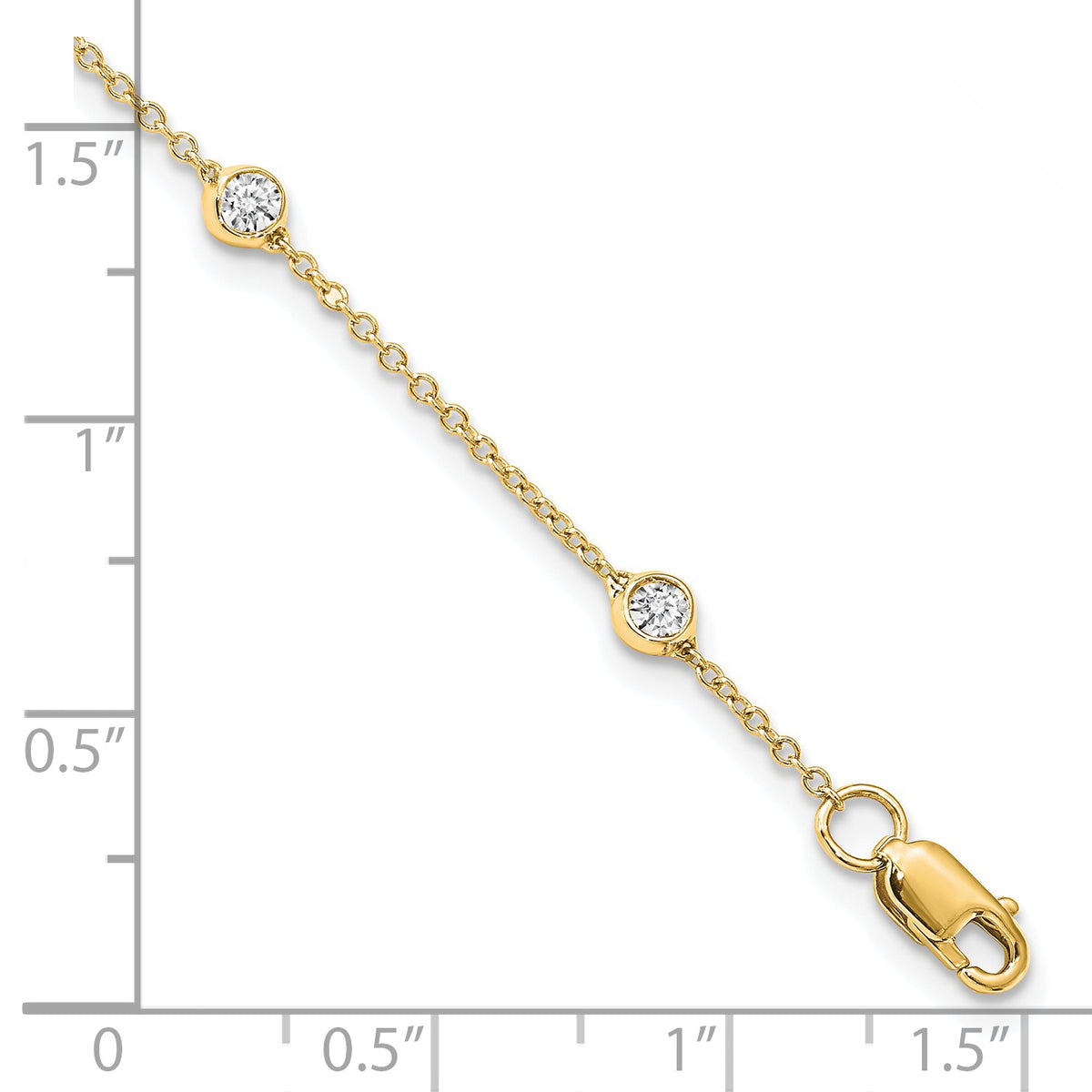 True Origin 1/2 carat Lab Grown Diamond VS+ F+ 9 Station 9 in Anklet - 14k Yellow Gold