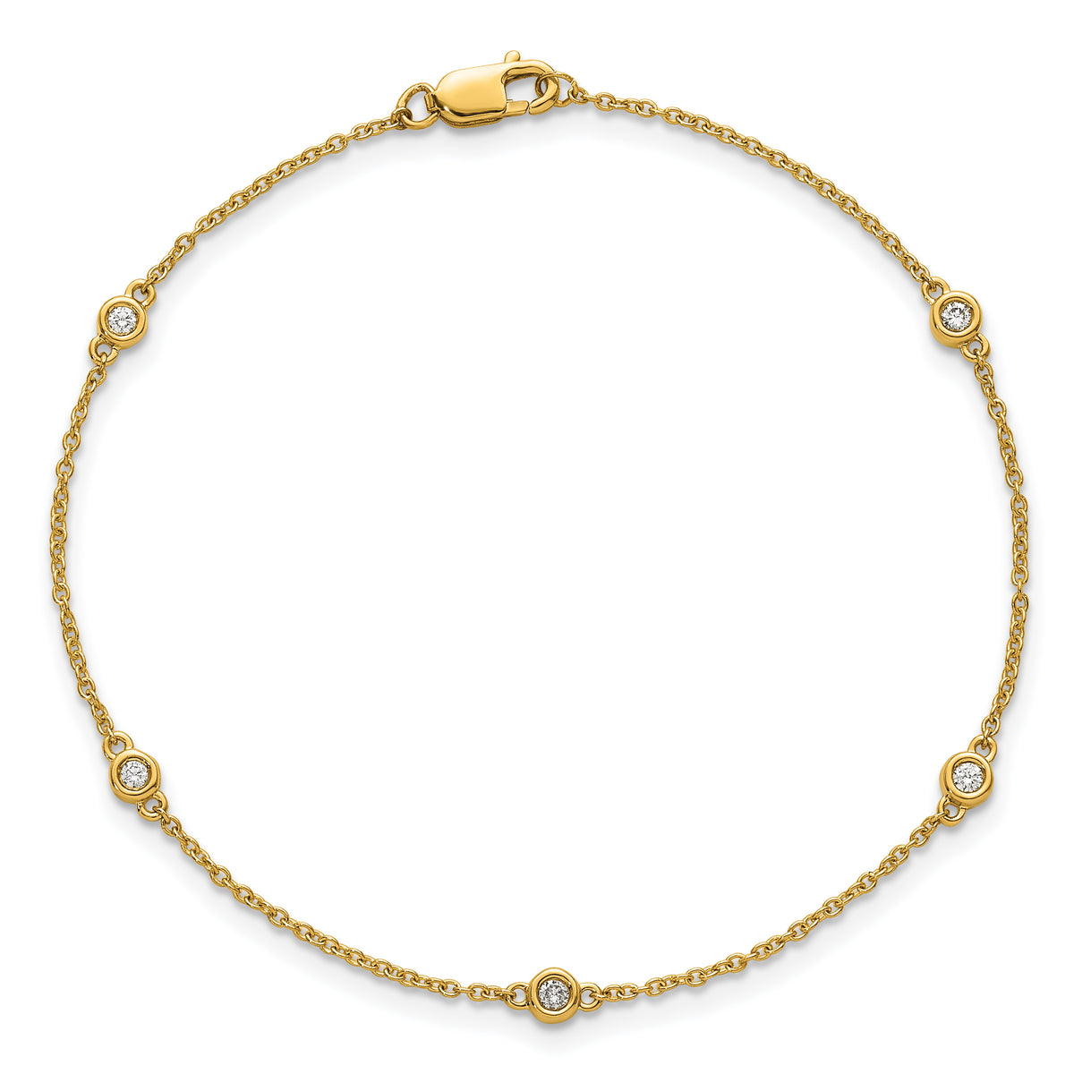 Gold Diamond Station Bracelet - 14k Yellow Gold