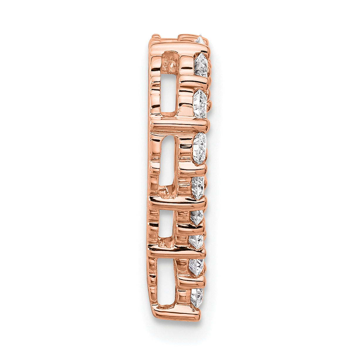 Gold Lab Grown Diamond Heart Chain Slide - 14k Rose Gold / 1 ctw. / VS/SI+ G+