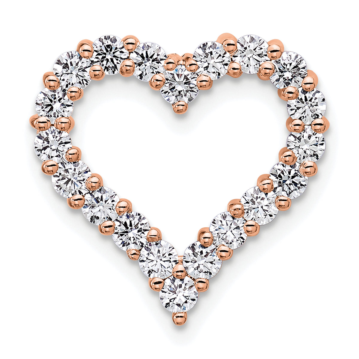 Gold Lab Grown Diamond Heart Chain Slide - 14k Rose Gold / 1 ctw. / VS/SI+ G+
