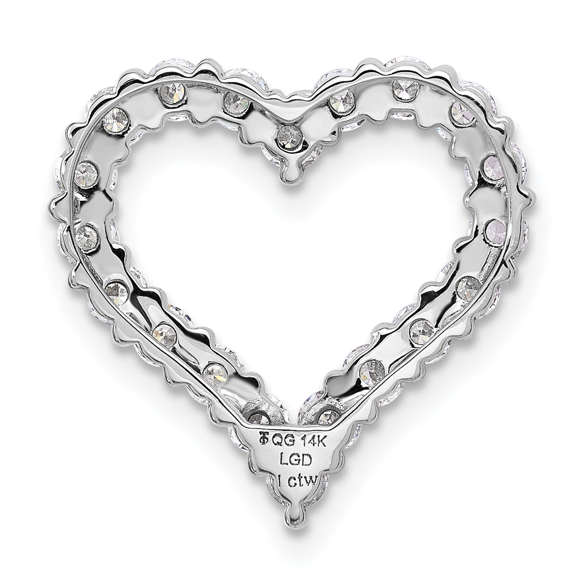 Gold Lab Grown Diamond Heart Chain Slide - 14k White Gold / 1 ctw. / VS/SI+ G+
