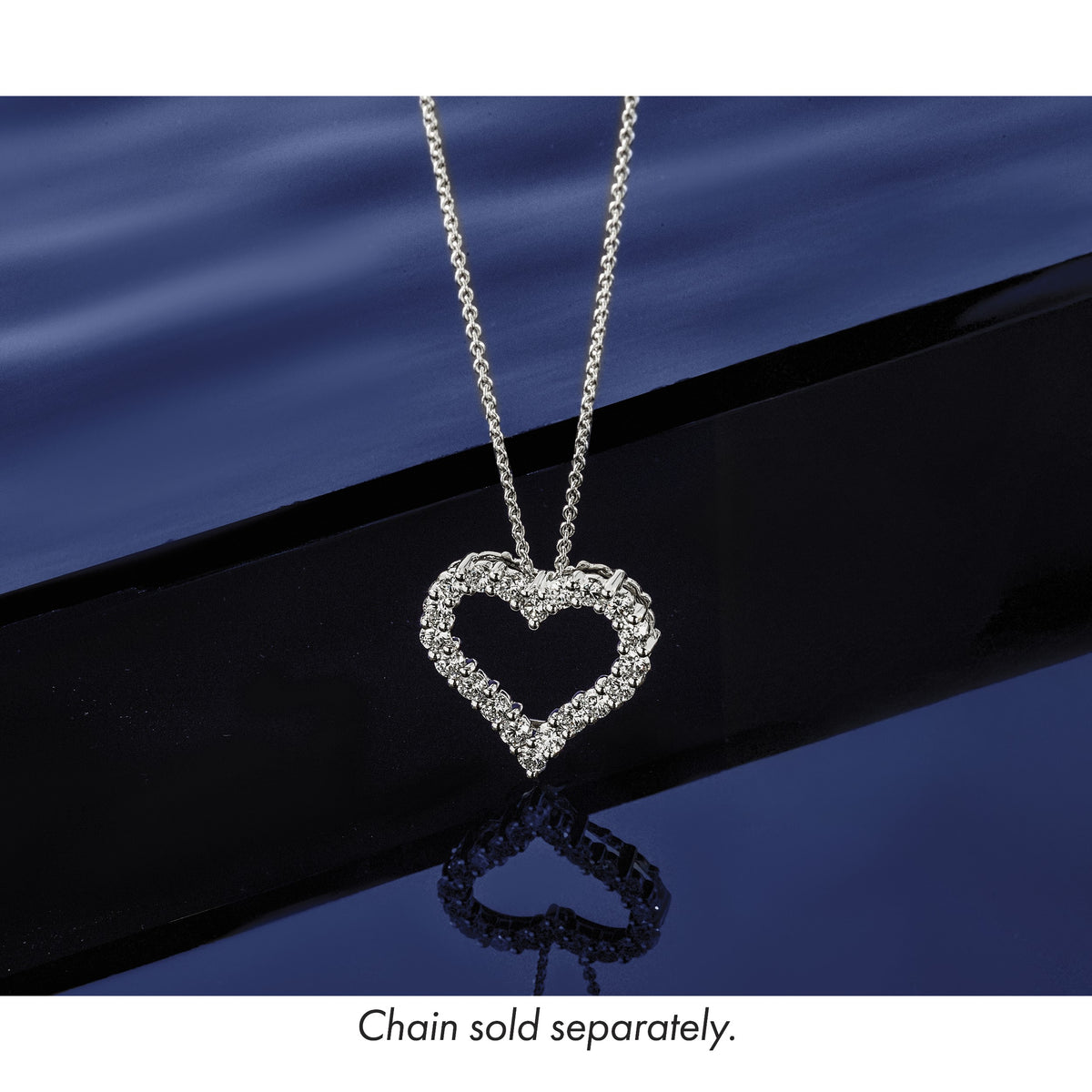 Gold Lab Grown Diamond Heart Chain Slide - 14k White Gold / 1 ctw. / VS+ F+