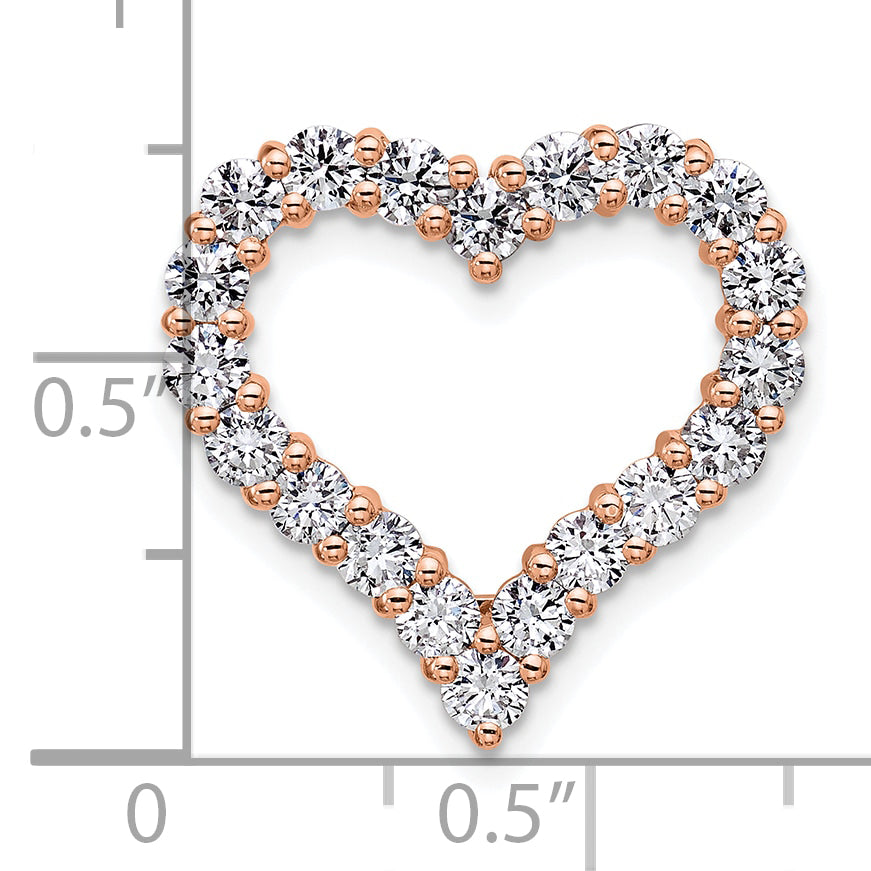 Gold Lab Grown Diamond Heart Chain Slide - 14k Rose Gold / 1-1/2 ctw. / VS/SI+ G+