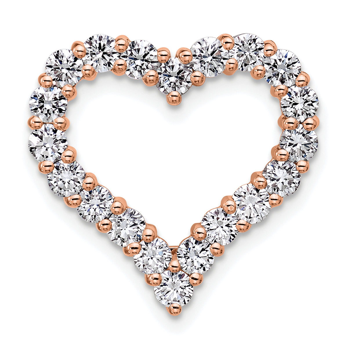 Gold Lab Grown Diamond Heart Chain Slide - 14k Rose Gold / 1-1/2 ctw. / VS/SI+ G+