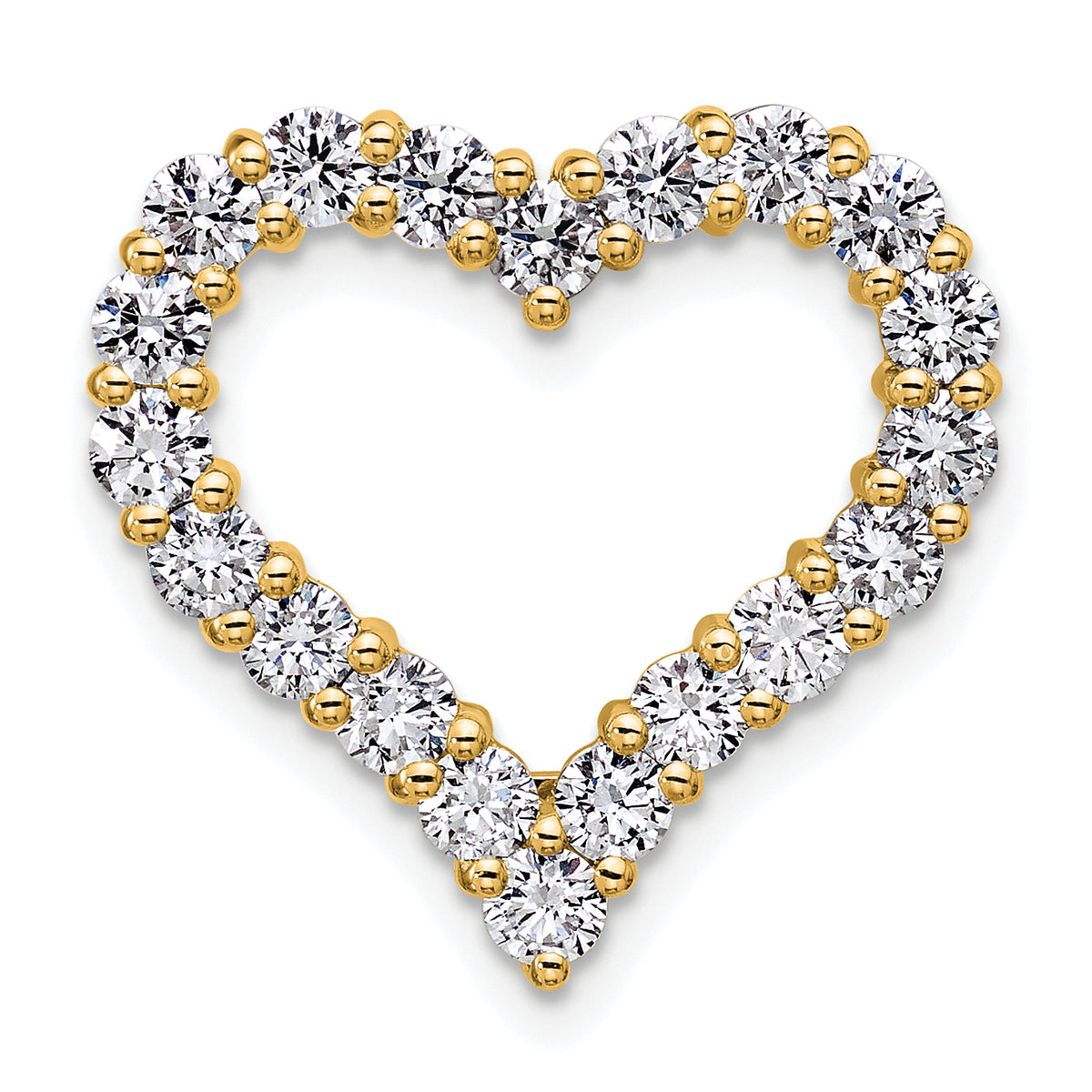 Gold Lab Grown Diamond Heart Chain Slide - 14k Yellow Gold / 1-1/2 ctw. / VS+ F+