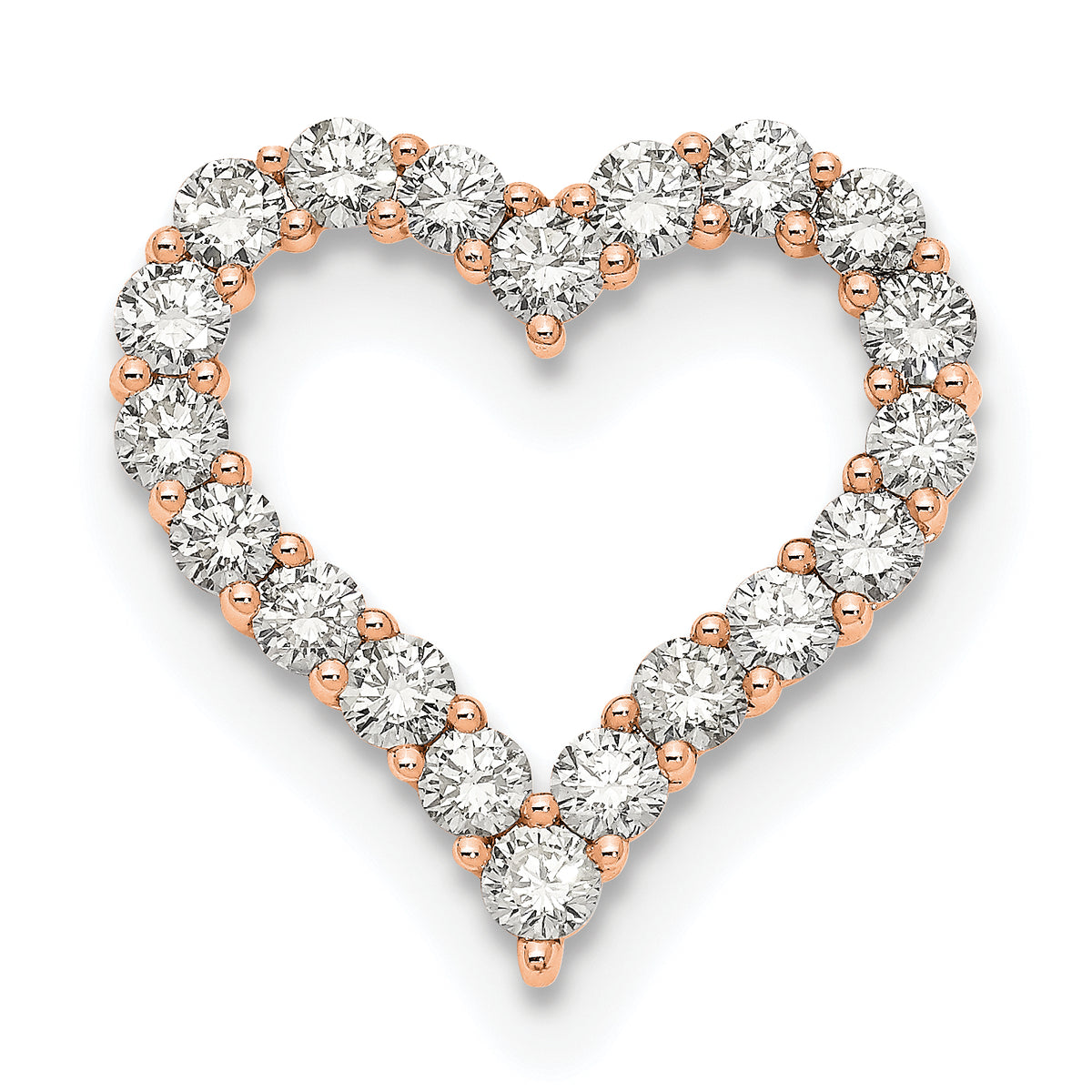 Gold Lab Grown Diamond Heart Chain Slide - 14k Rose Gold / 2 ctw. / VS/SI+ G+