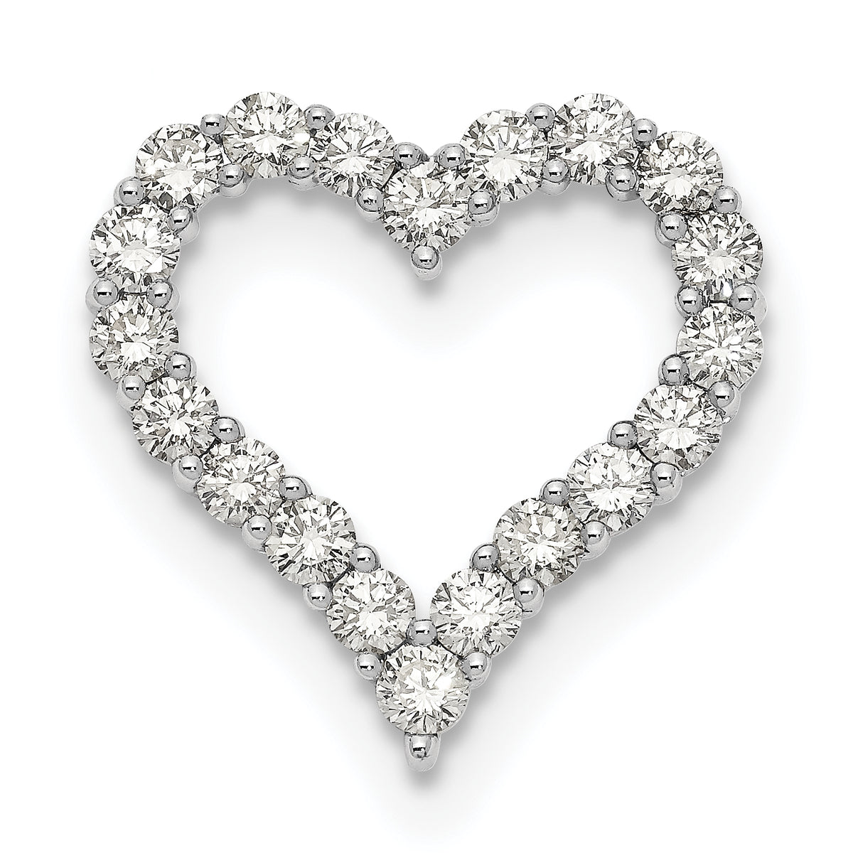Gold Lab Grown Diamond Heart Chain Slide - 14k White Gold / 2 ctw. / VS+ F+