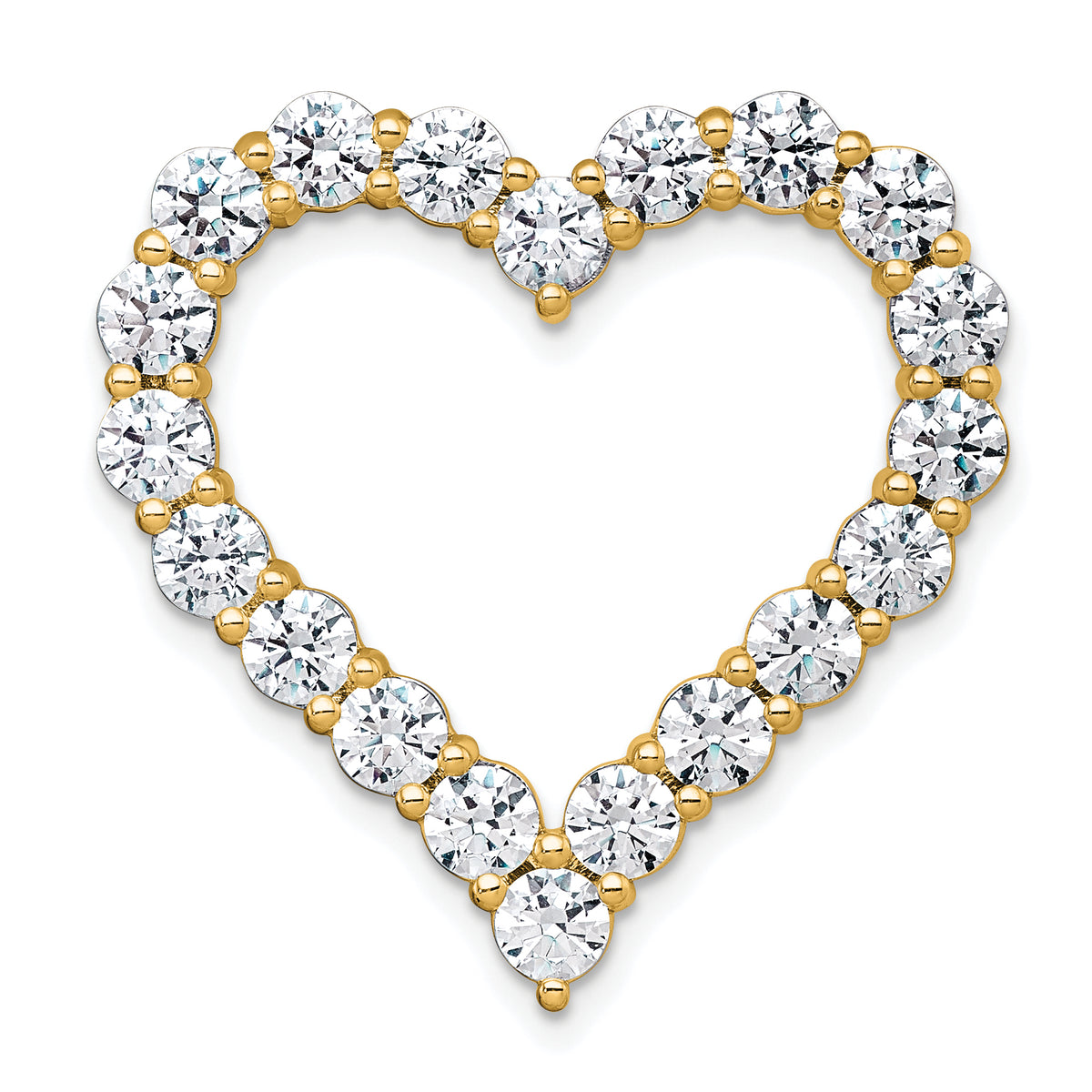 Gold Lab Grown Diamond Heart Chain Slide - 14k Yellow Gold / 4 ctw. / VS+ F+