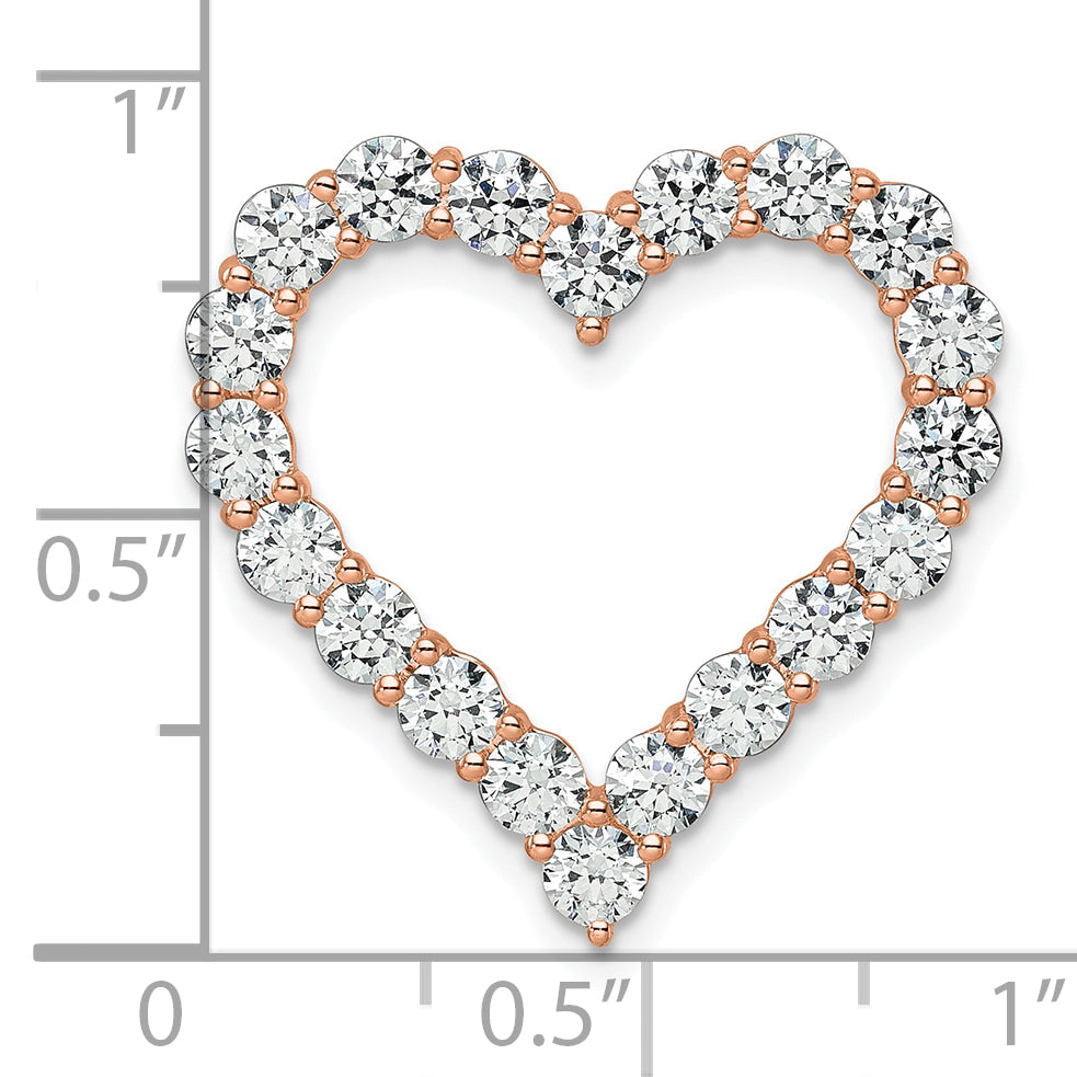 Gold Lab Grown Diamond Heart Chain Slide - 14k Rose Gold / 3 ctw. / VS/SI+ G+