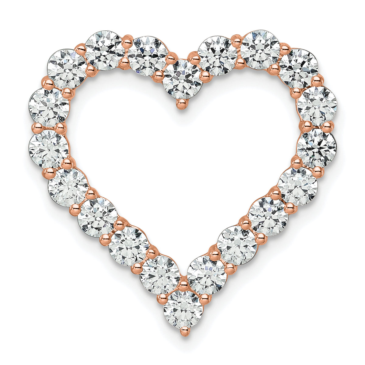 Gold Lab Grown Diamond Heart Chain Slide - 14k Rose Gold / 3 ctw. / VS/SI+ G+