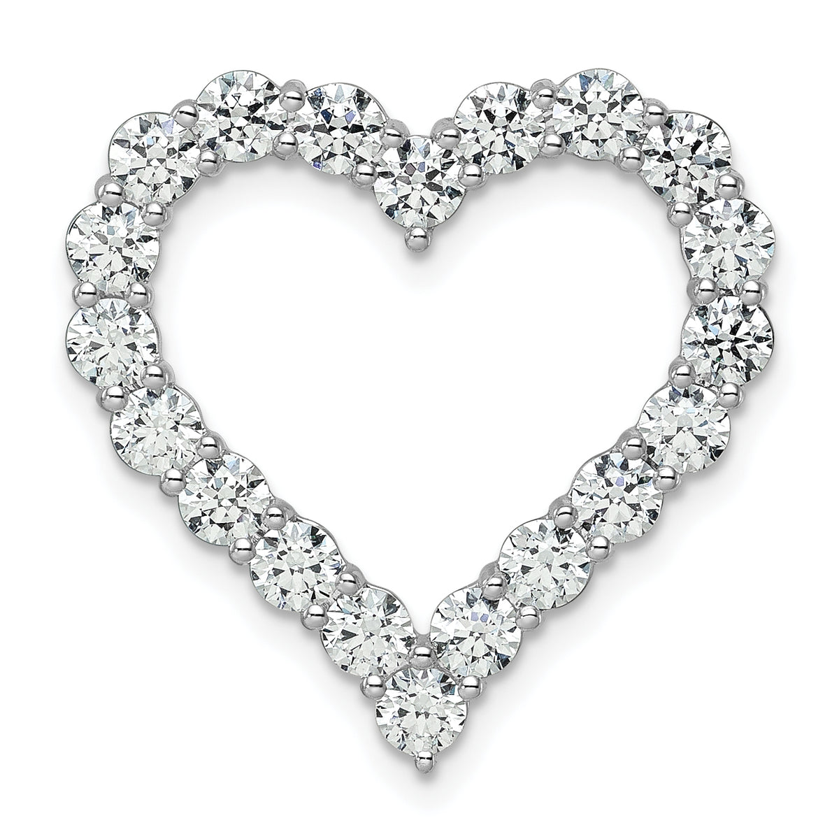 Gold Lab Grown Diamond Heart Chain Slide - 14k White Gold / 3 ctw. / VS+ F+