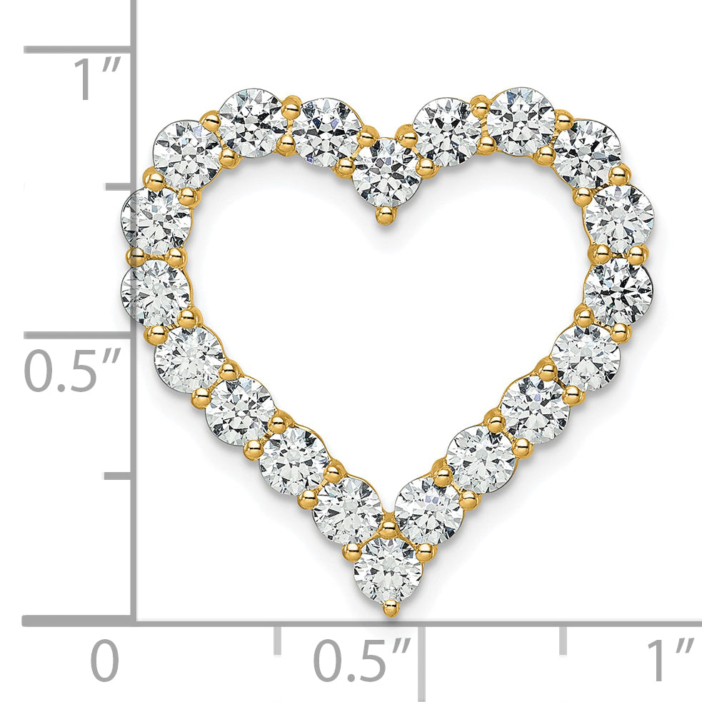 Gold Lab Grown Diamond Heart Chain Slide - 14k Yellow Gold / 3 ctw. / VS/SI+ G+