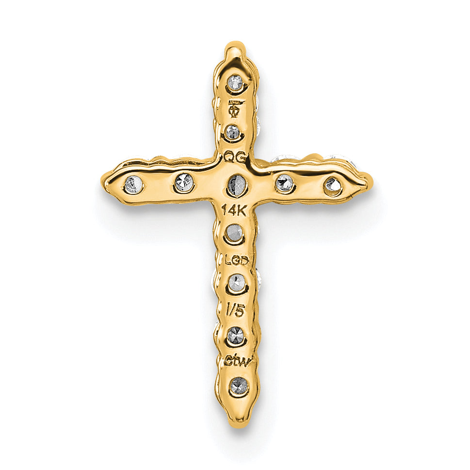 Gold Lab Grown Diamond Cross Pendant - 14k Yellow Gold / 1/5 ctw. / VS+ F+