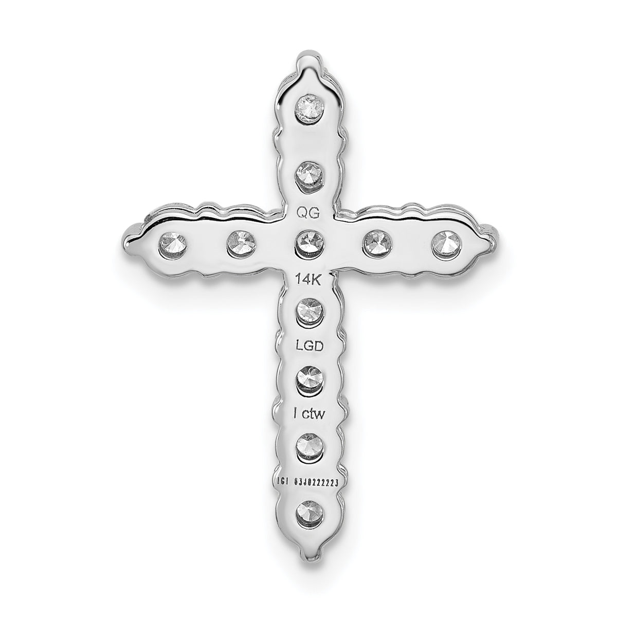 Gold Lab Grown Diamond Cross Pendant - 14k White Gold / 1 ctw. / VS+ F+