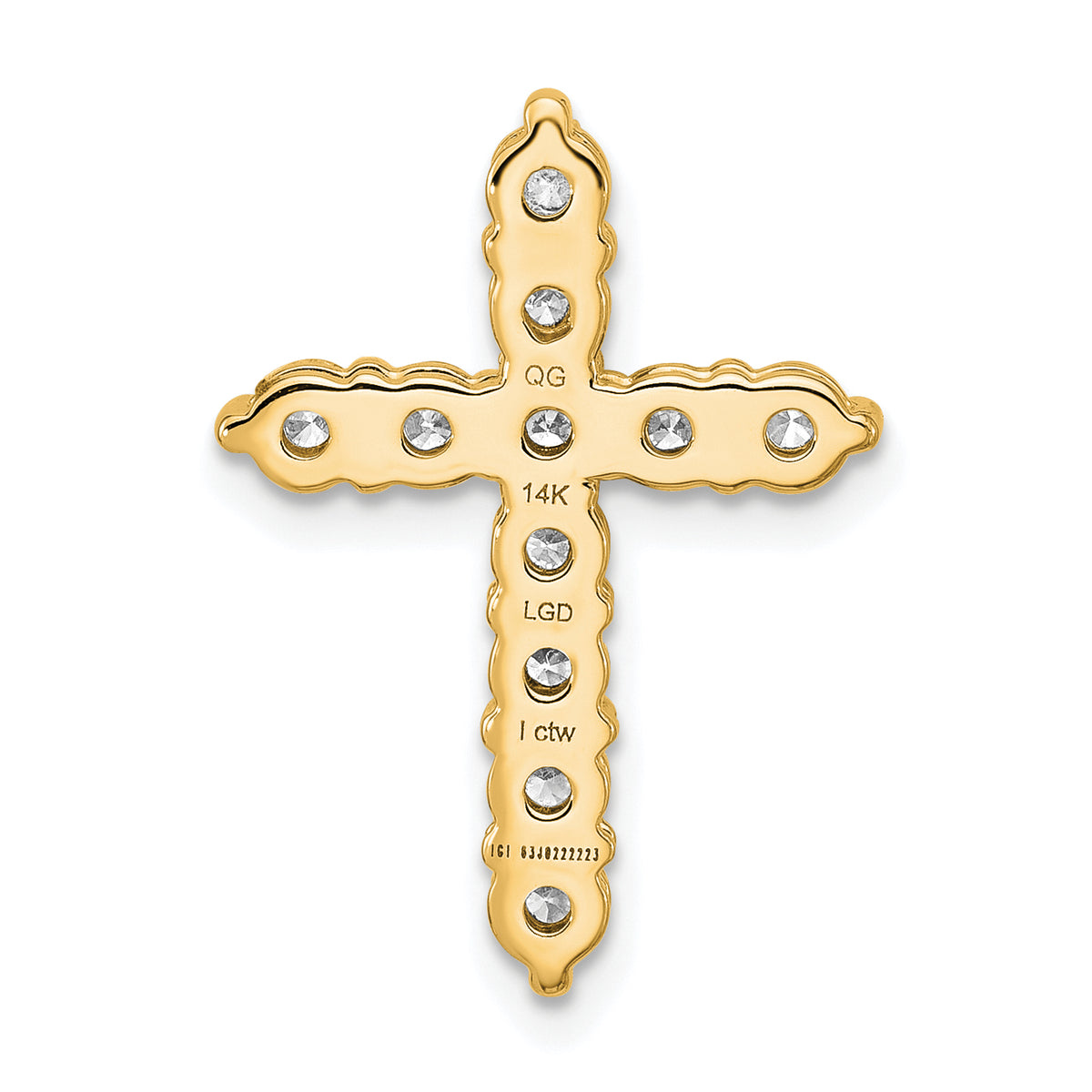 Gold Lab Grown Diamond Cross Pendant - 14k Yellow Gold / 1 ctw. / VS+ F+