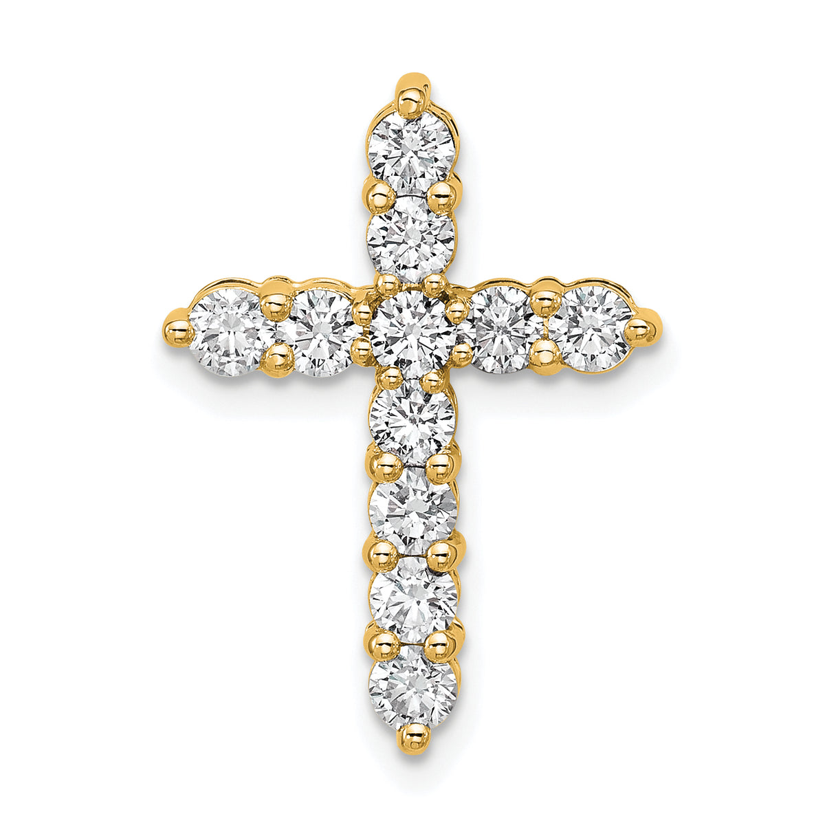 Gold Lab Grown Diamond Cross Pendant - 14k Yellow Gold / 1 ctw. / VS+ F+