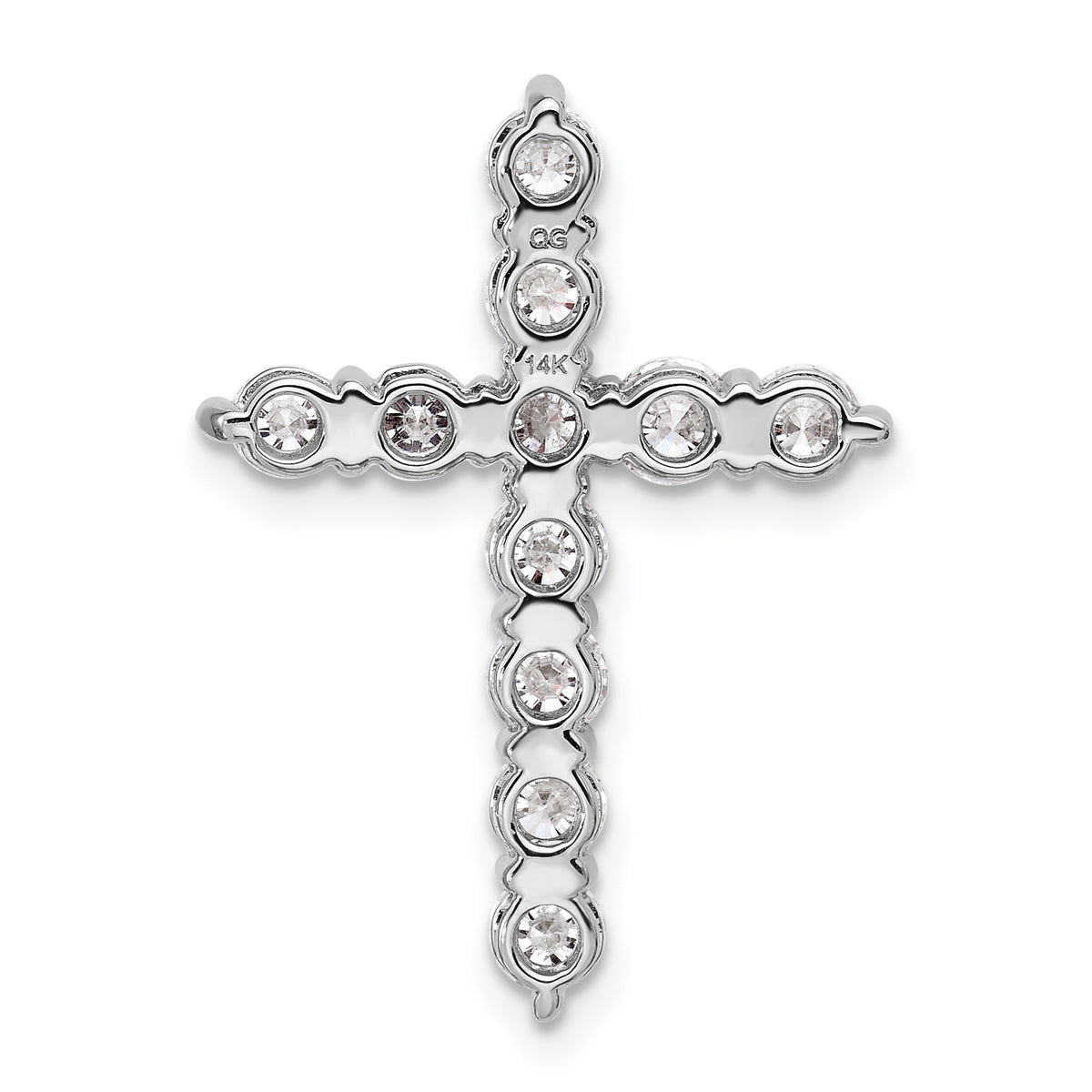 Gold Lab Grown Diamond Cross Pendant - 14k White Gold / 1-1/2 ctw. / VS+ F+