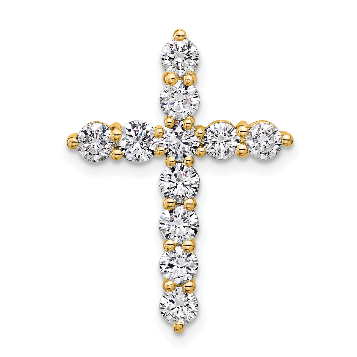 Gold Lab Grown Diamond Cross Pendant - 14k Yellow Gold / 1-1/2 ctw. / VS+ F+