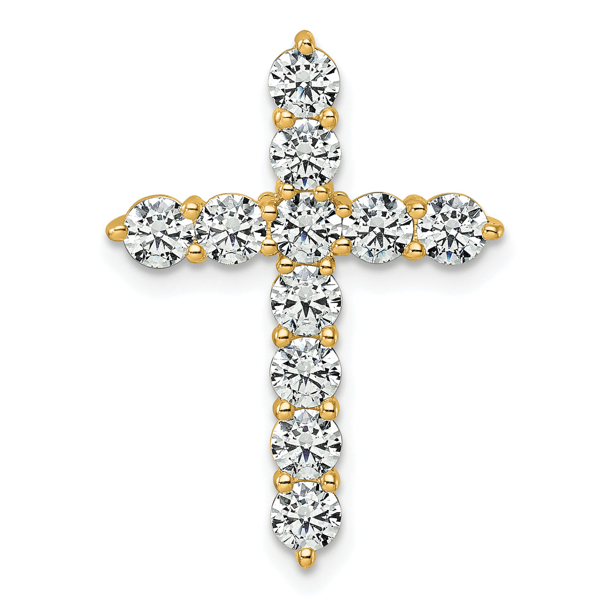 Gold Lab Grown Diamond Cross Pendant - 14k Yellow Gold / 2 ctw. / VS+ F+