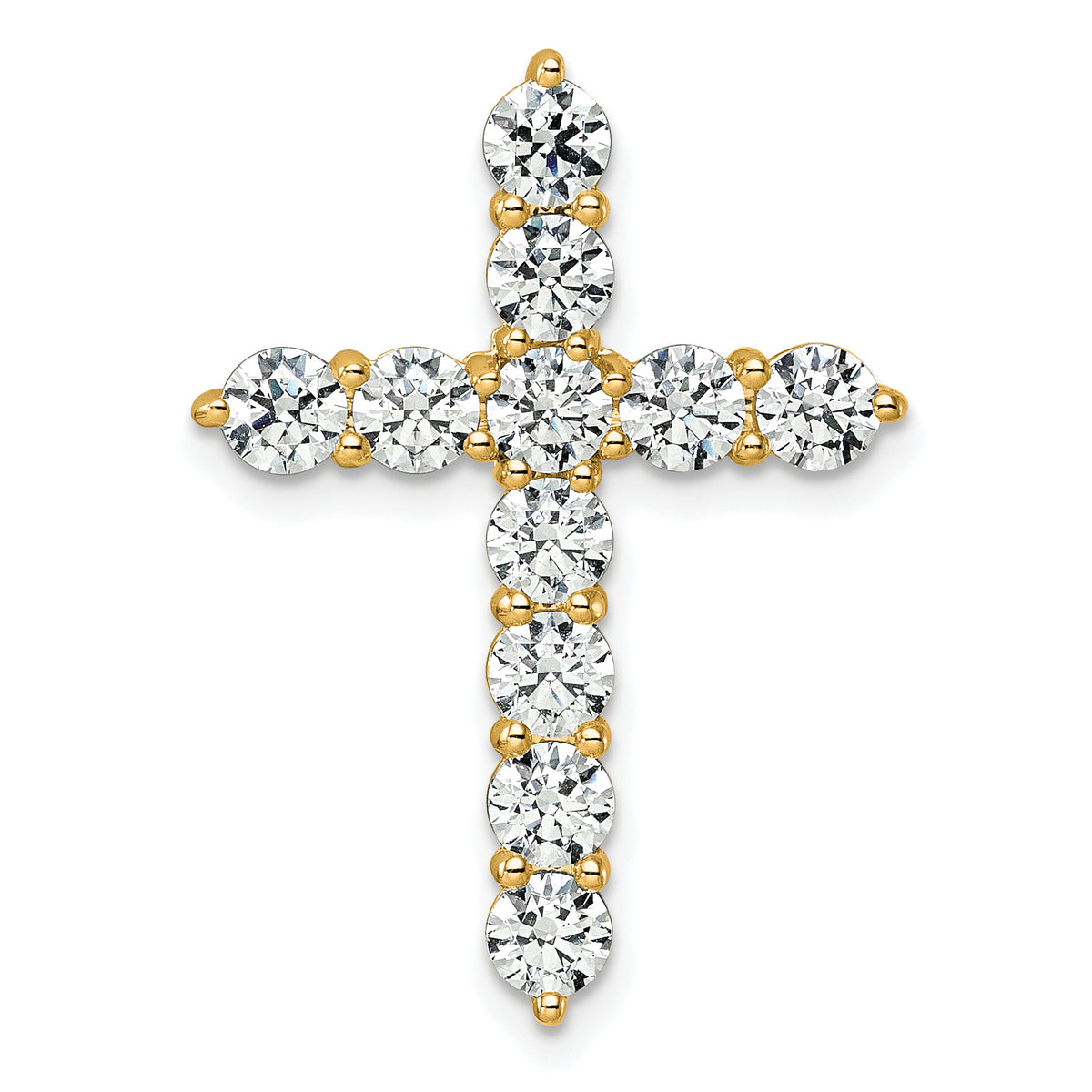 Gold Lab Grown Diamond Cross Pendant - 14k Yellow Gold / 3 ctw. / VS+ F+