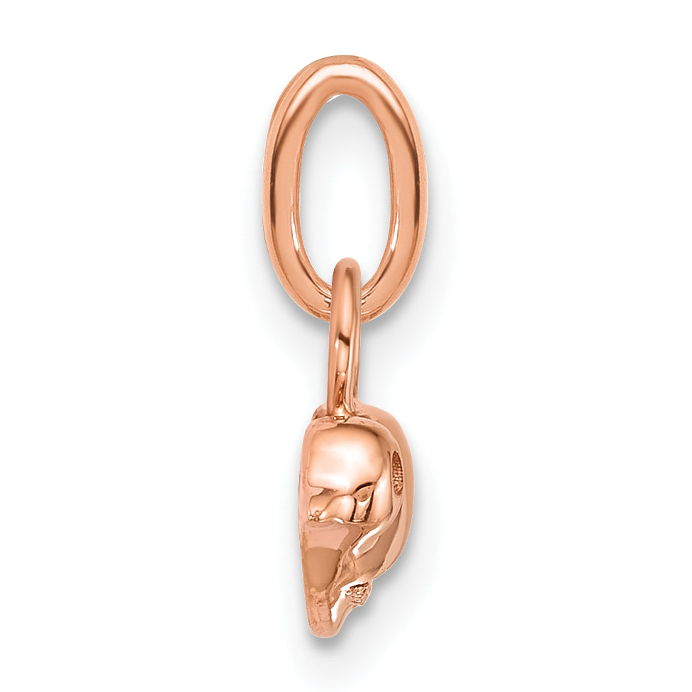 14k Rose Gold Polished Diamond Bird Charm, view 2
