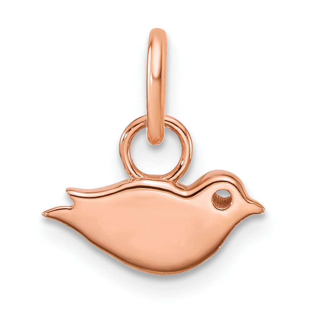 14k Rose Gold Polished Diamond Bird Charm, view 3