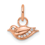 14k Rose Gold Polished Diamond Bird Charm