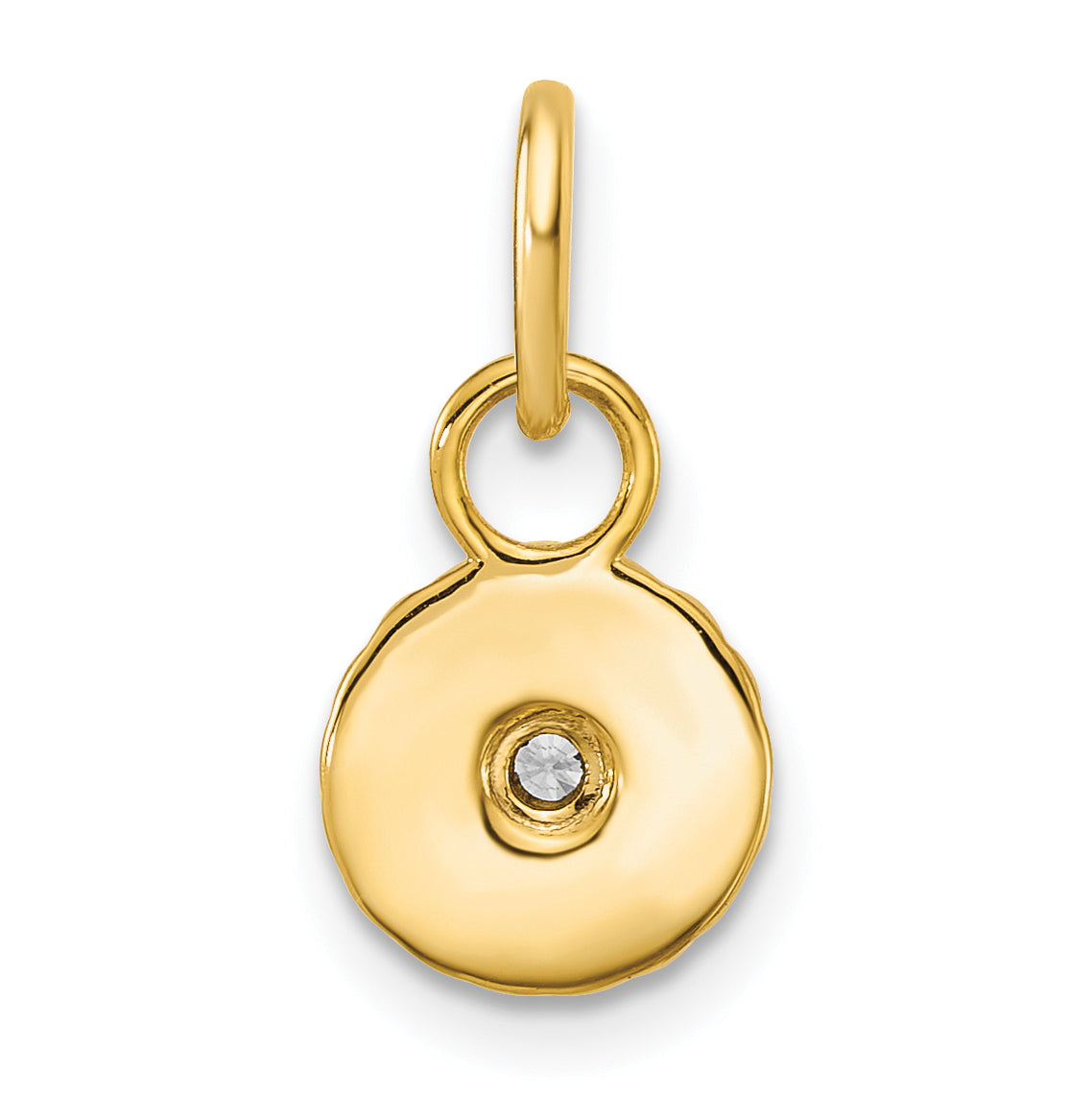 14K Polished and Grooved Diamond Circle Charm