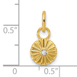 14K Polished and Grooved Diamond Circle Charm