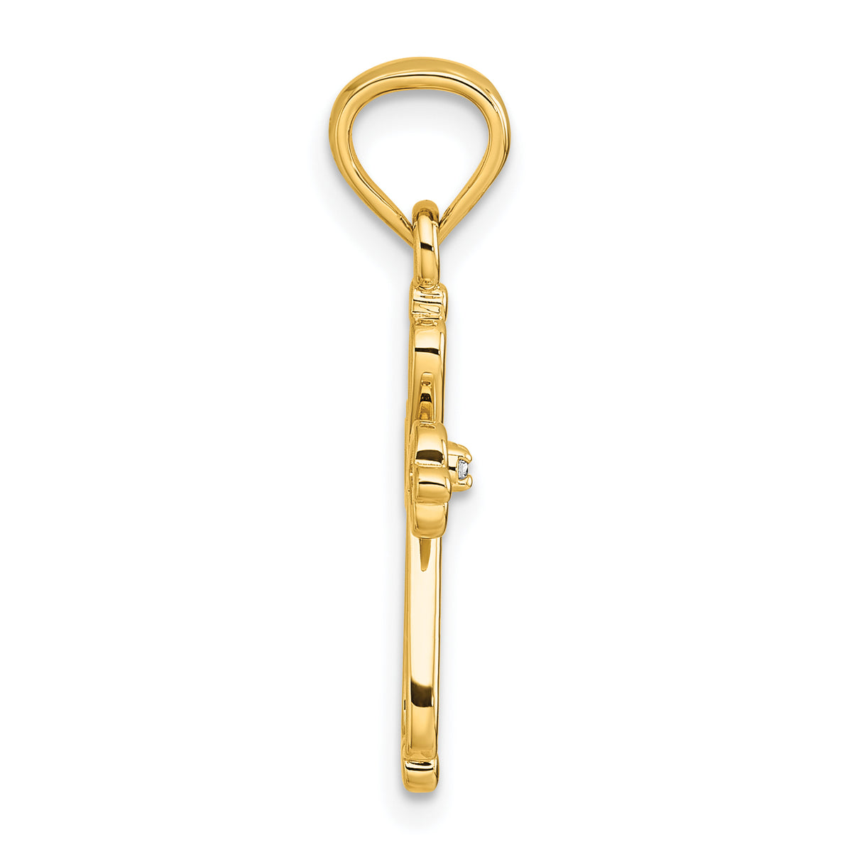 14k Yellow Gold Diamond Accented Cross Pendant, view 2