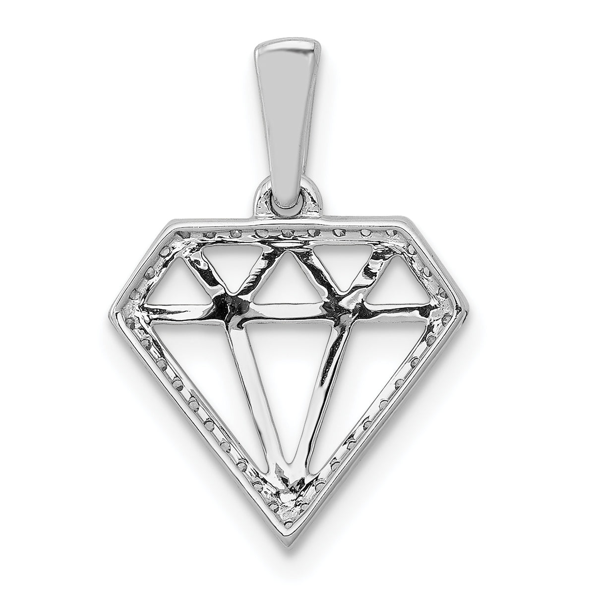 14k White Gold Diamond Gemstone-shape Pendant, view 3