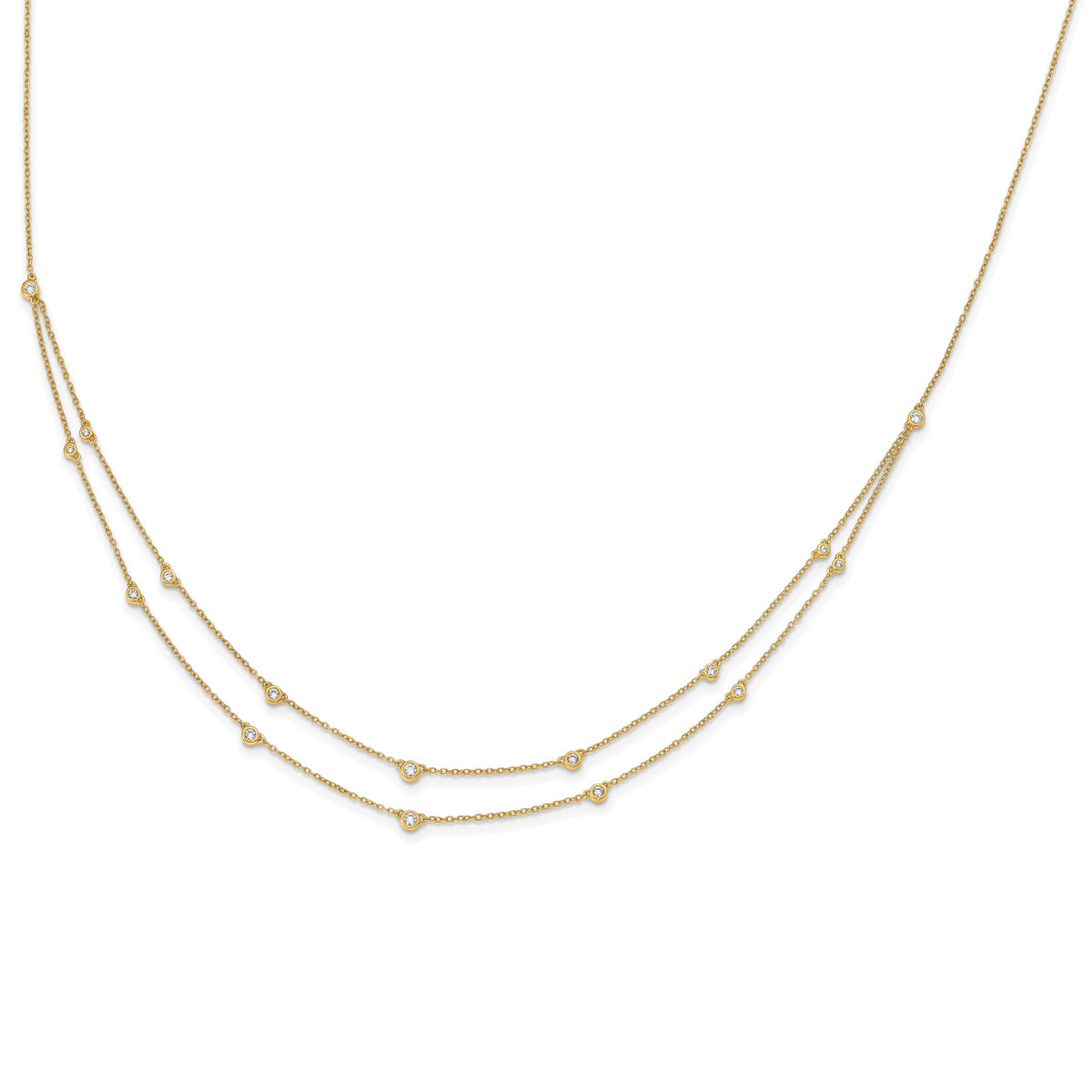 14k 1/2 carat Diamond Multi-Station Double Strand 18 inch Necklace