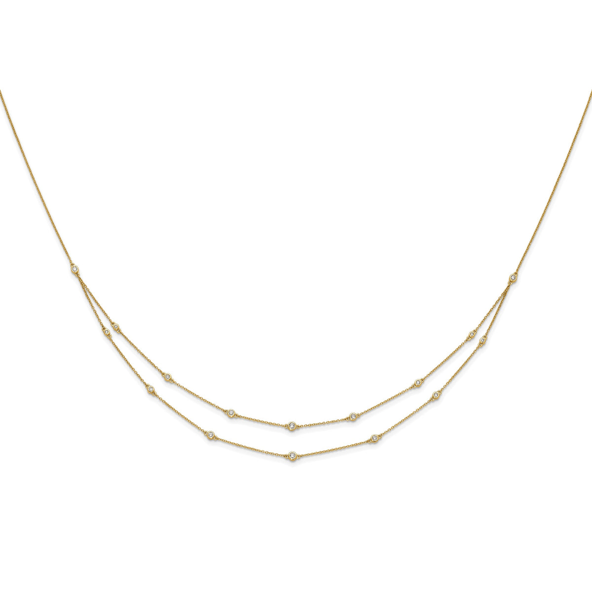 14k 1/2 carat Diamond Multi-Station Double Strand 18 inch Necklace