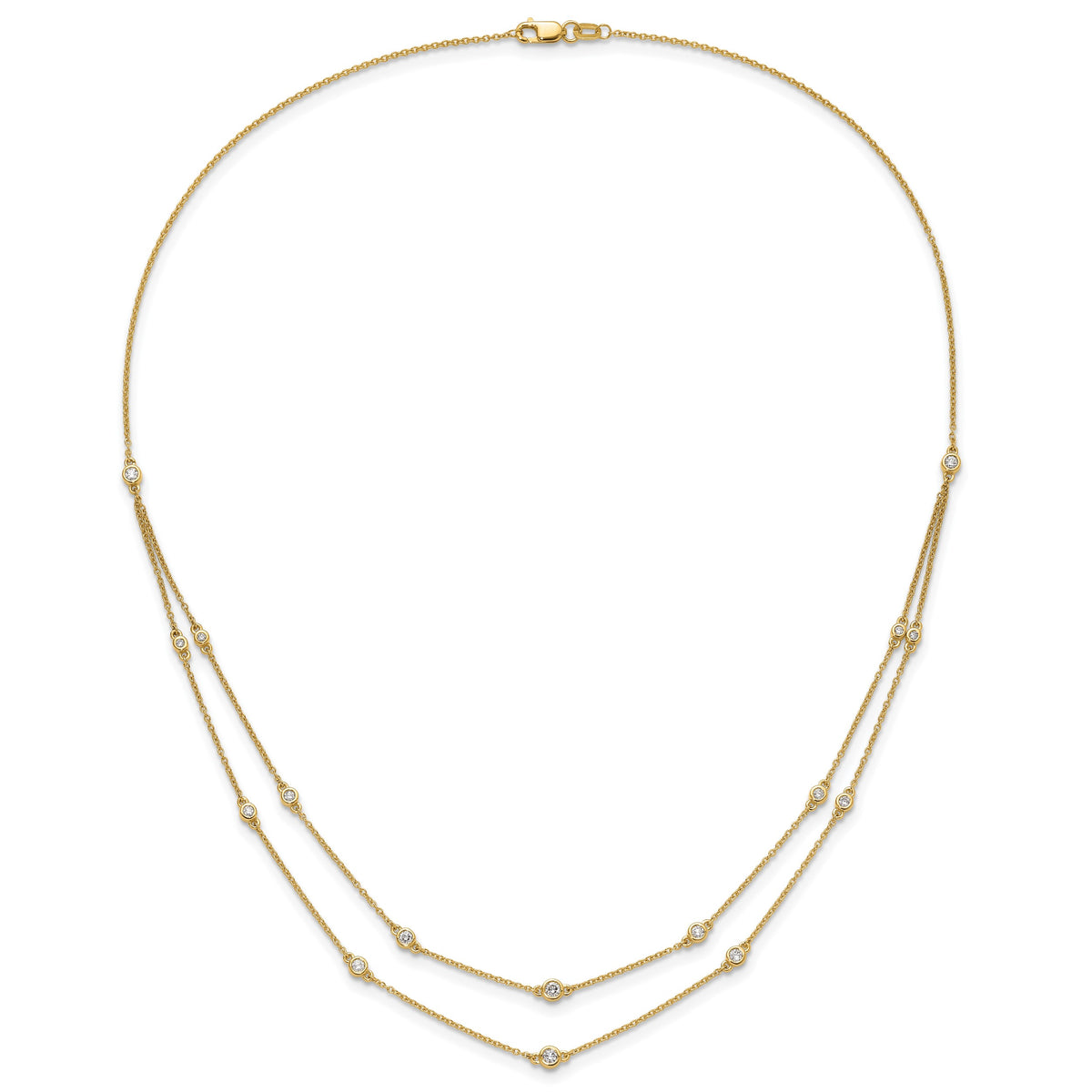 14k 1/2 carat Diamond Multi-Station Double Strand 18 inch Necklace