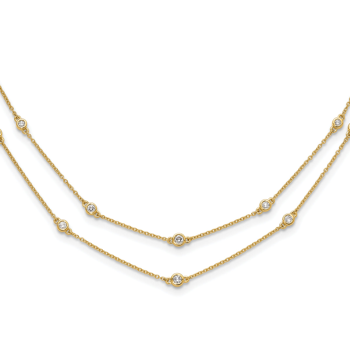 14k 1/2 carat Diamond Multi-Station Double Strand 18 inch Necklace