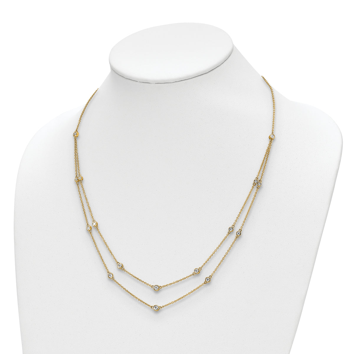 14k 1/2 carat Diamond Multi-Station Double Strand 18 inch Necklace