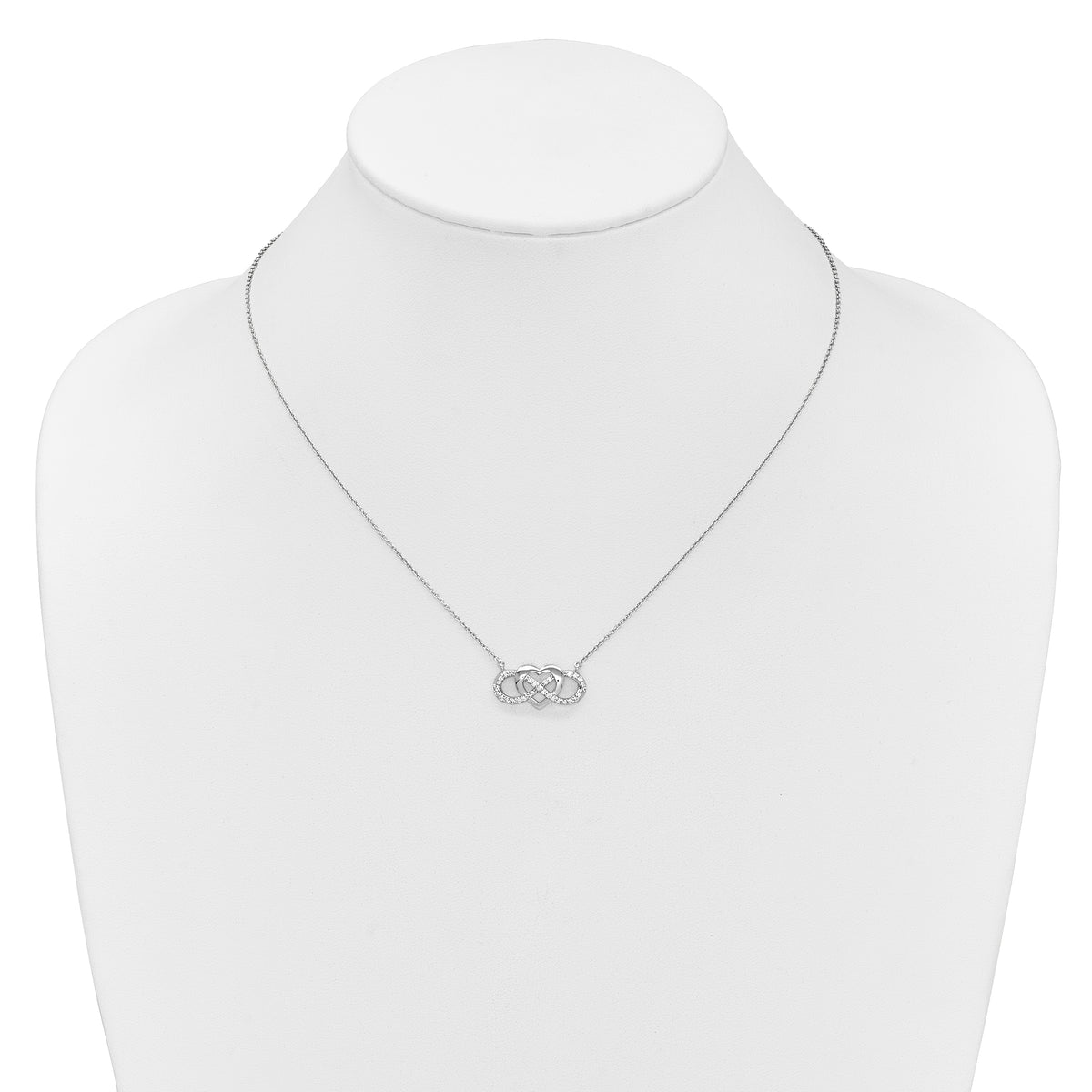 10k White Gold 1/5 carat Diamond Infinity Heart 18 inch Necklace