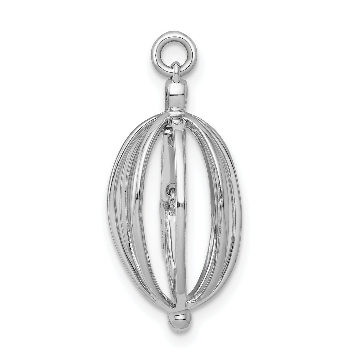 14k White Gold Diamond Bird in Cage Pendant, view 2