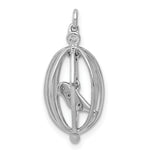 14k White Gold Diamond Bird in Cage Pendant, view 3