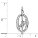 14k White Gold Diamond Bird in Cage Pendant, shown with a ruler for scale