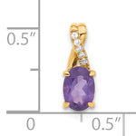 Oval Gemstone & Diamond Pendant - 14k Yellow Gold / Natural / Purple Amethyst