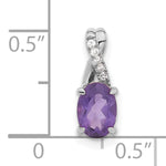 Oval Gemstone & Diamond Pendant - 14k White Gold / Natural / Purple Amethyst