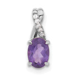 Oval Gemstone & Diamond Pendant - 14k White Gold / Natural / Purple Amethyst