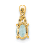 Oval Gemstone & Diamond Pendant - 14k Yellow Gold / Natural / Blue Aquamarine