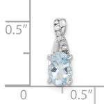 Oval Gemstone & Diamond Pendant - 14k White Gold / Natural / Blue Aquamarine