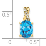 Oval Gemstone & Diamond Pendant - 10k Yellow Gold / Natural / Swiss Blue Topaz