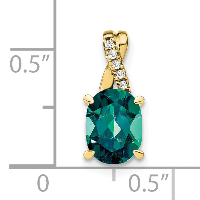 Oval Gemstone & Diamond Pendant - 10k Yellow Gold / Natural / Alexandrite, Lab Created