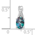 Oval Gemstone & Diamond Pendant - 14k White Gold / Natural / Blue Alexandrite, Lab Created