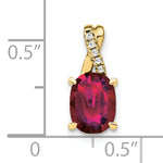 Oval Gemstone & Diamond Pendant - 10k Yellow Gold / Natural / Red Ruby, Lab Created, Standard